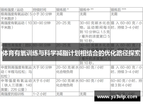 体育有氧训练与科学减脂计划相结合的优化路径探索